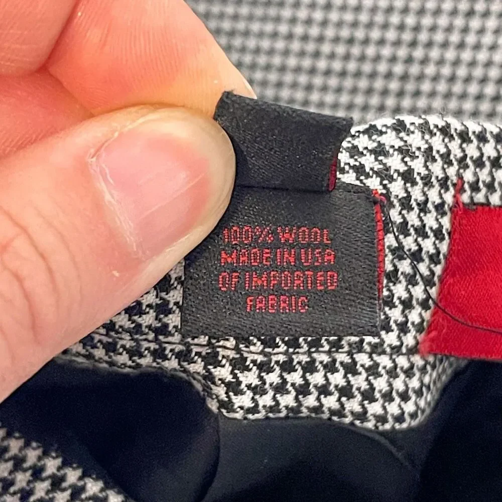 Vintage Houndstooth Knee Length Wool‎ Skirt Size 14